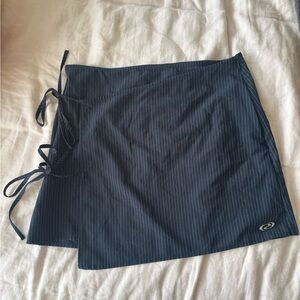 Navy Pinstripe Wrap Skirt